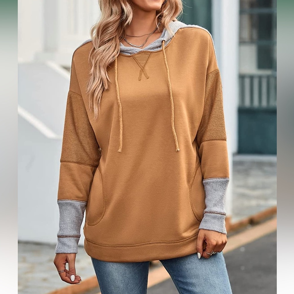 Amazon waffle knit hoodie sweater in khaki